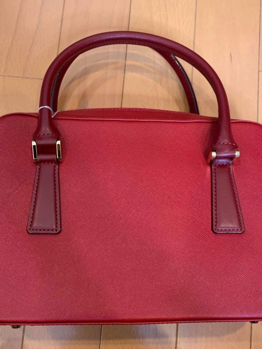 Burberry Red Structured Saffiano Satchel with Gold Hardware - Picture 8 of 12